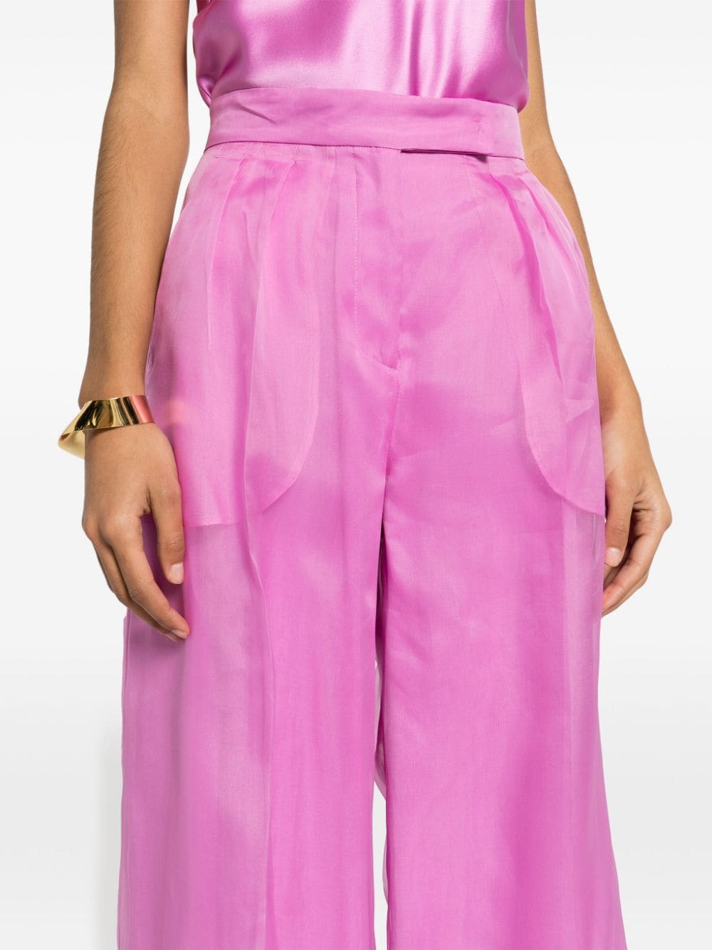 Wide-leg silk trousers