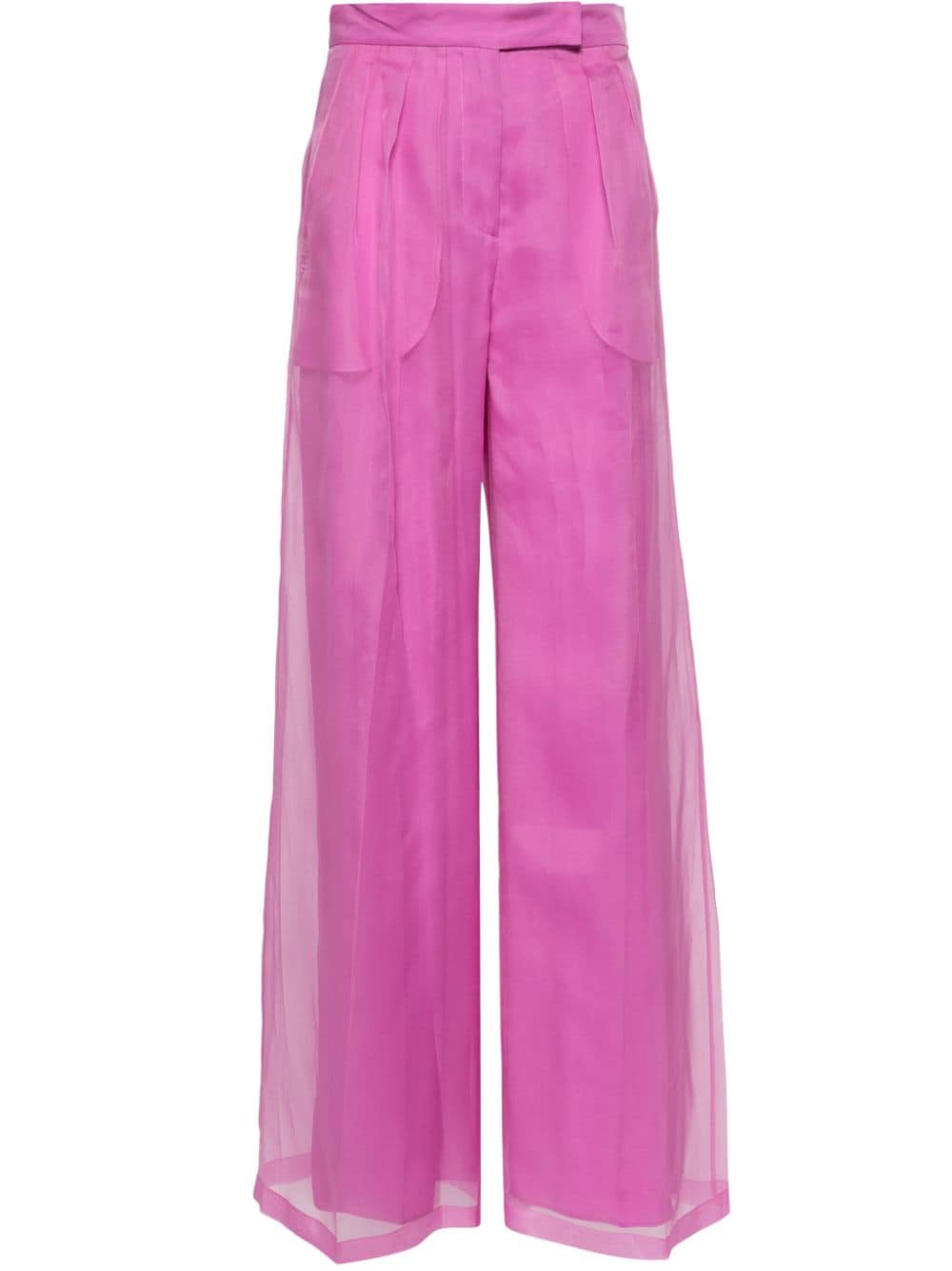 Wide-leg silk trousers