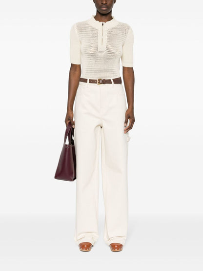 Wide-leg cotton trousers