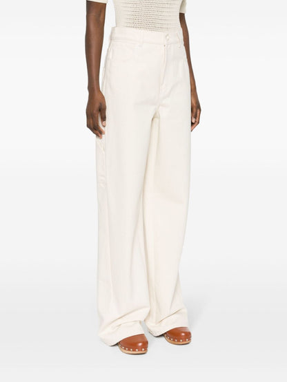 Wide-leg cotton trousers