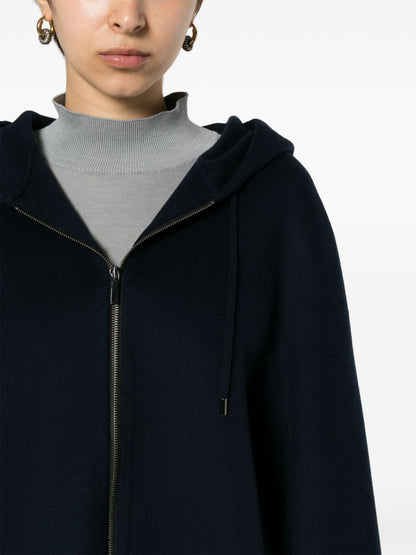 Wool zipped hooded jacket