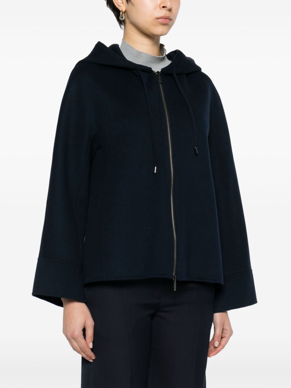 Wool zipped hooded jacket