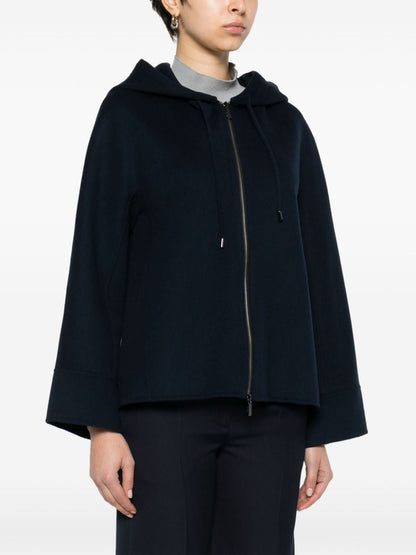 Wool zipped hooded jacket