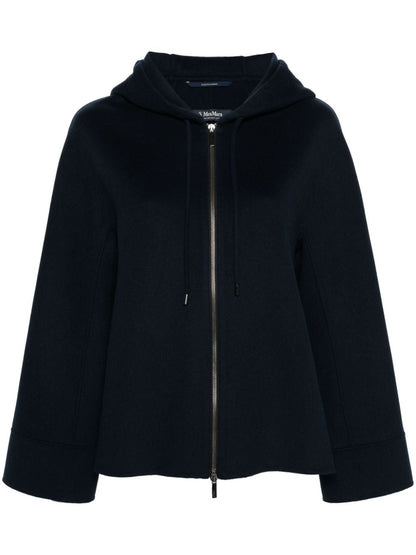 Wool zipped hooded jacket