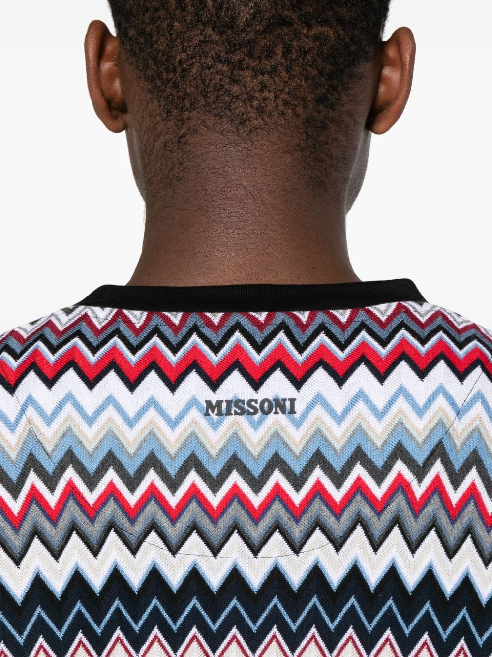 Zigzag pattern cotton t-shirt