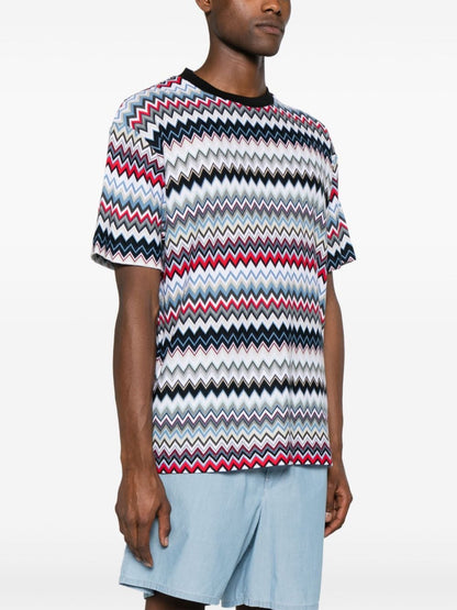 Zigzag pattern cotton t-shirt