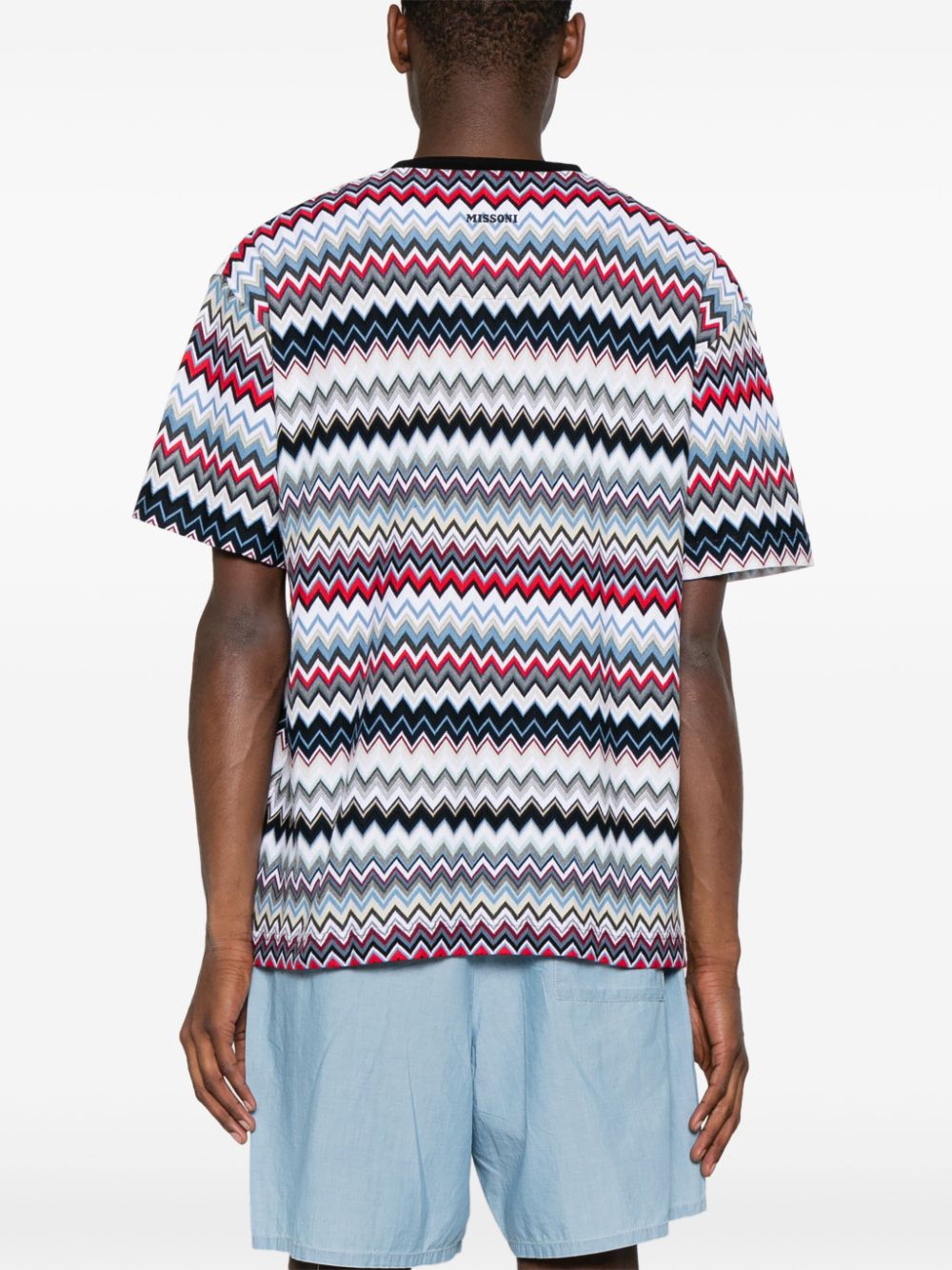 Zigzag pattern cotton t-shirt