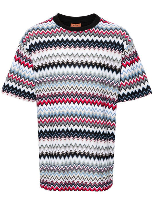 Zigzag pattern cotton t-shirt