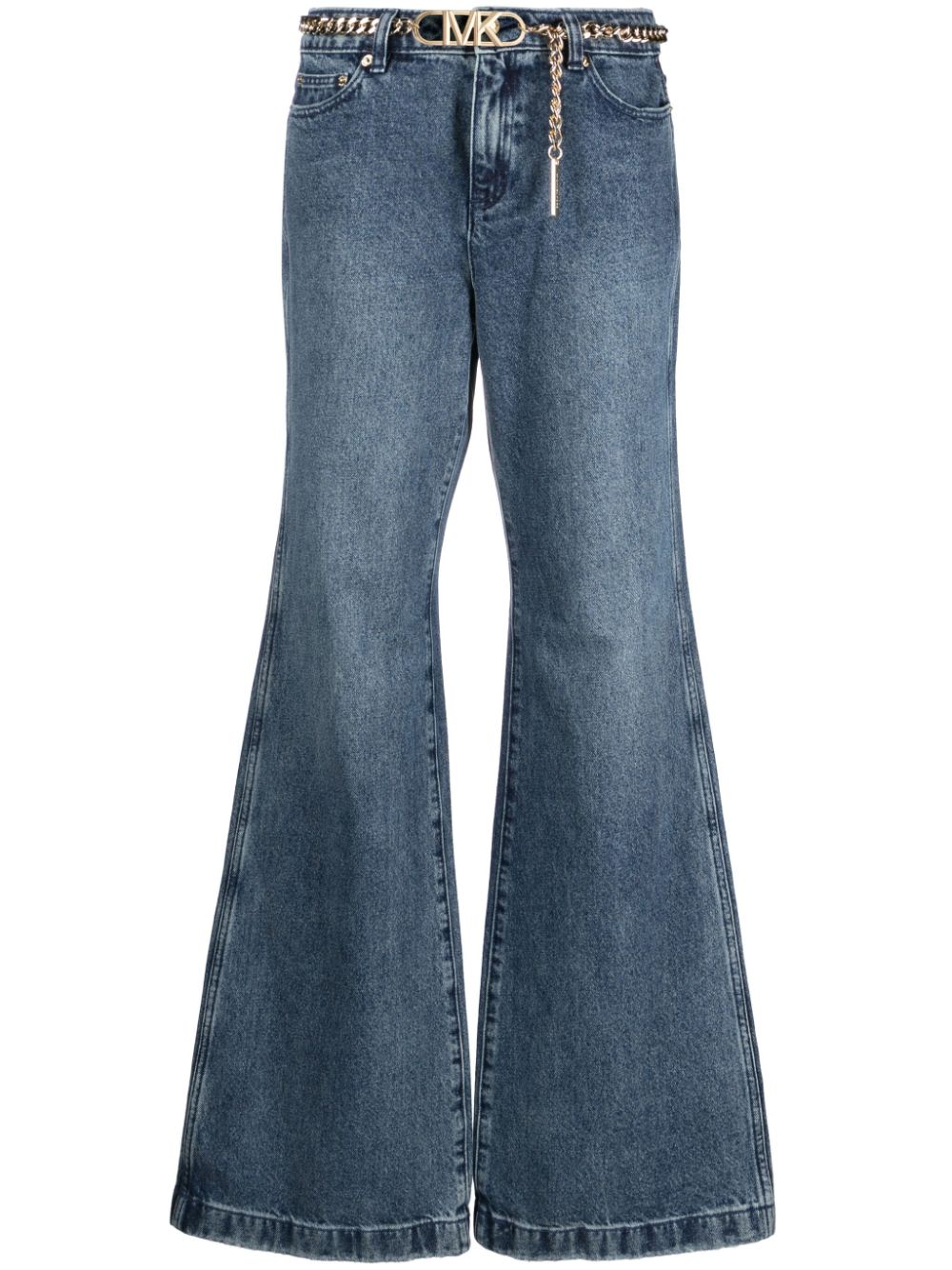 Flare leg denim cotton jeans