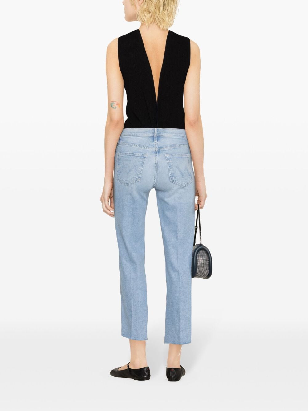 Denim straight leg cropped jeans