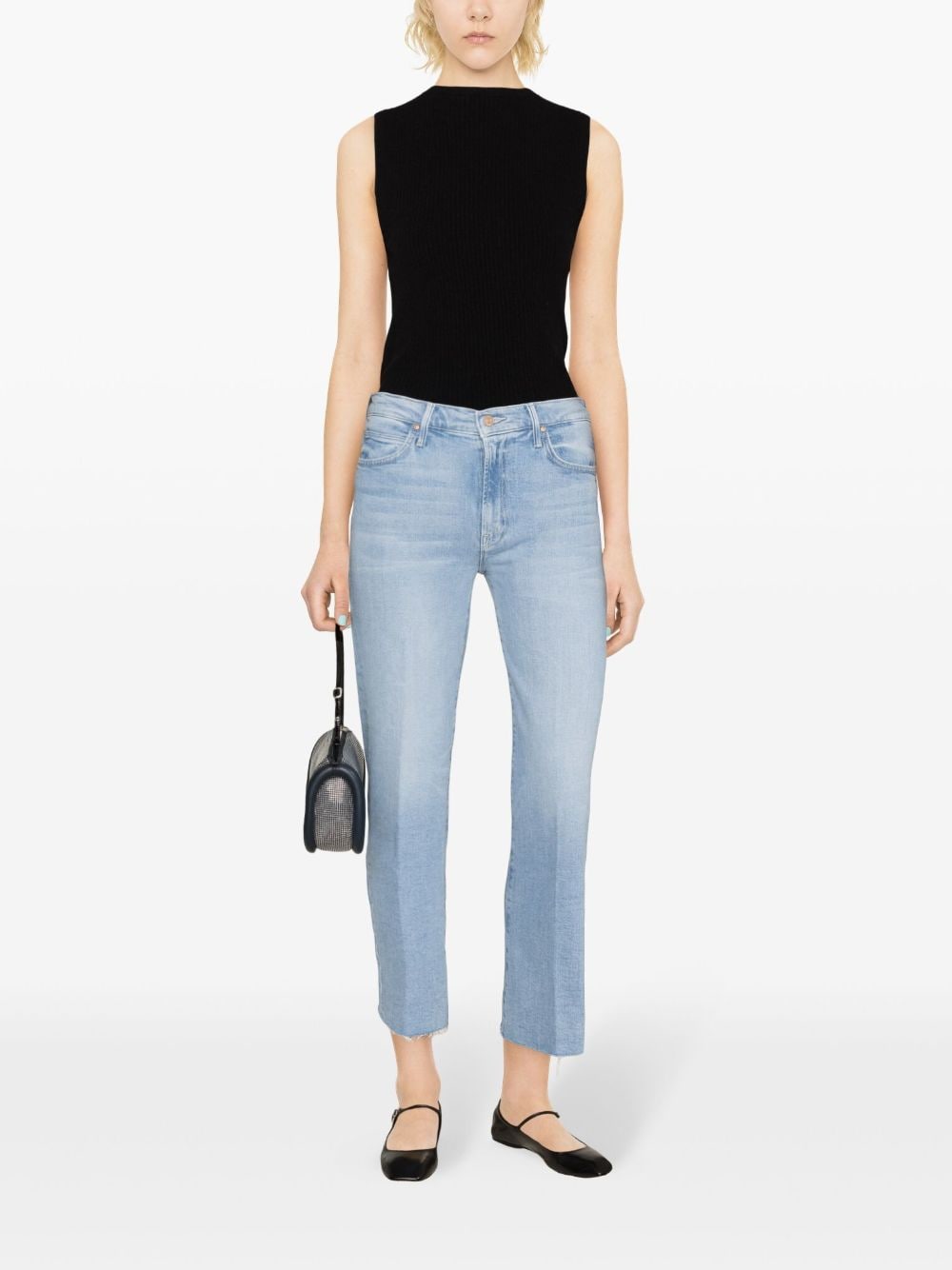 Denim straight leg cropped jeans