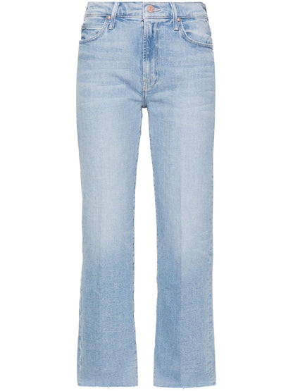 Denim straight leg cropped jeans