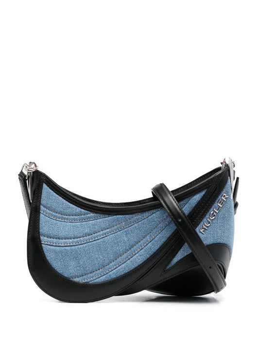 Spiral curve 01 denim shoulder bag