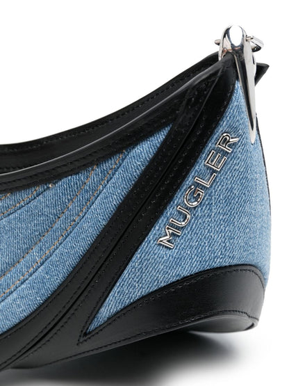Spiral curve 01 denim shoulder bag