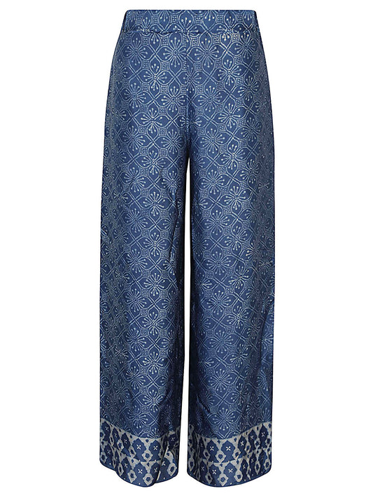 Printed silk trousers