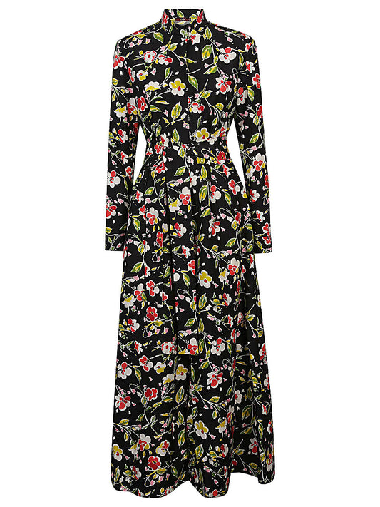 Flower print silk dress