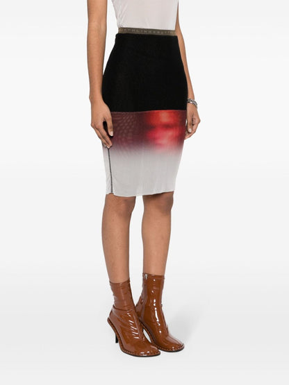 Fade print mesh midi skirt