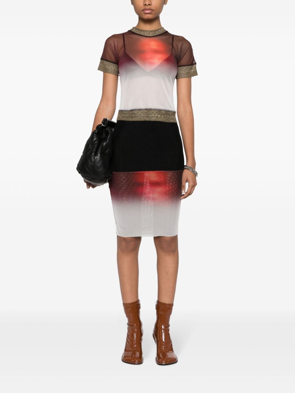 Fade print mesh midi skirt