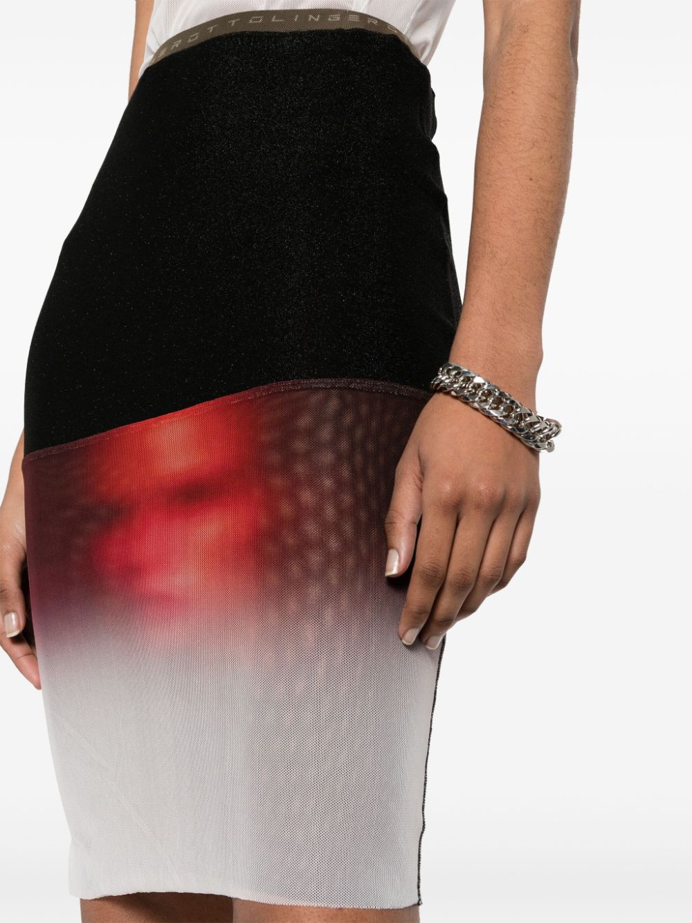 Fade print mesh midi skirt