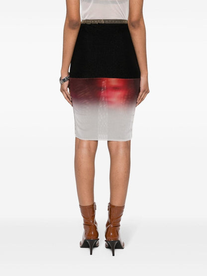 Fade print mesh midi skirt