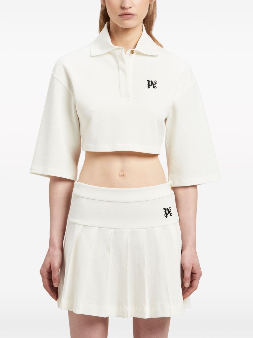 Monogram cropped polo shirt