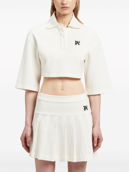 Monogram cropped polo shirt