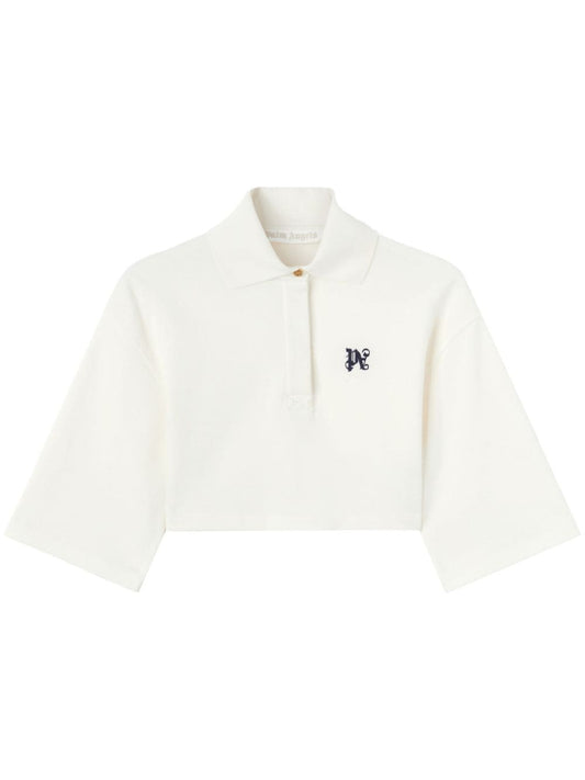 Monogram cropped polo shirt