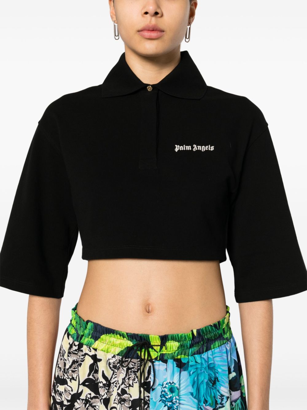 Logo cropped polo shirt