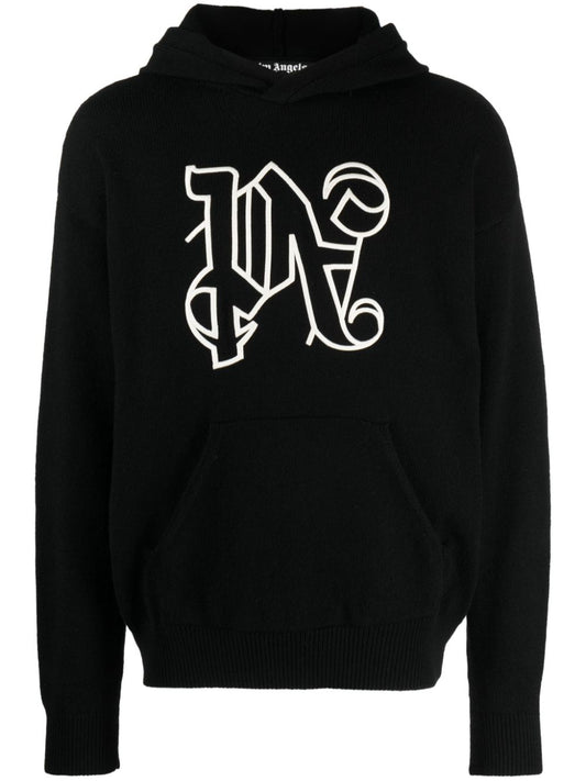 Logo wool blend hooded sweater