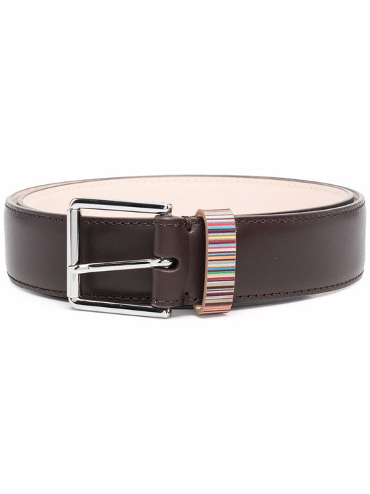 Signature stripe leather belt