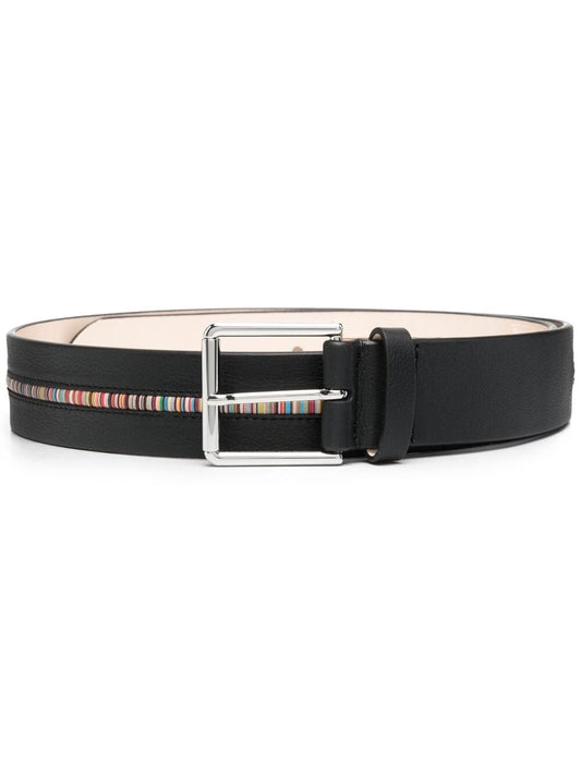 Signature stripe leather belt