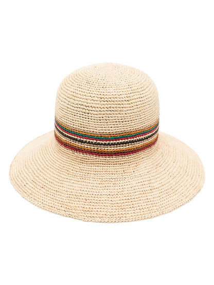 Ribbon-detail straw fedora hat