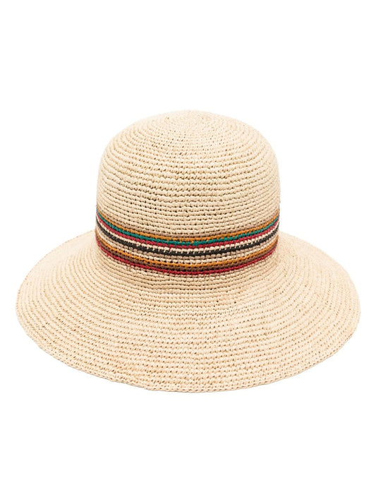 Ribbon-detail straw fedora hat