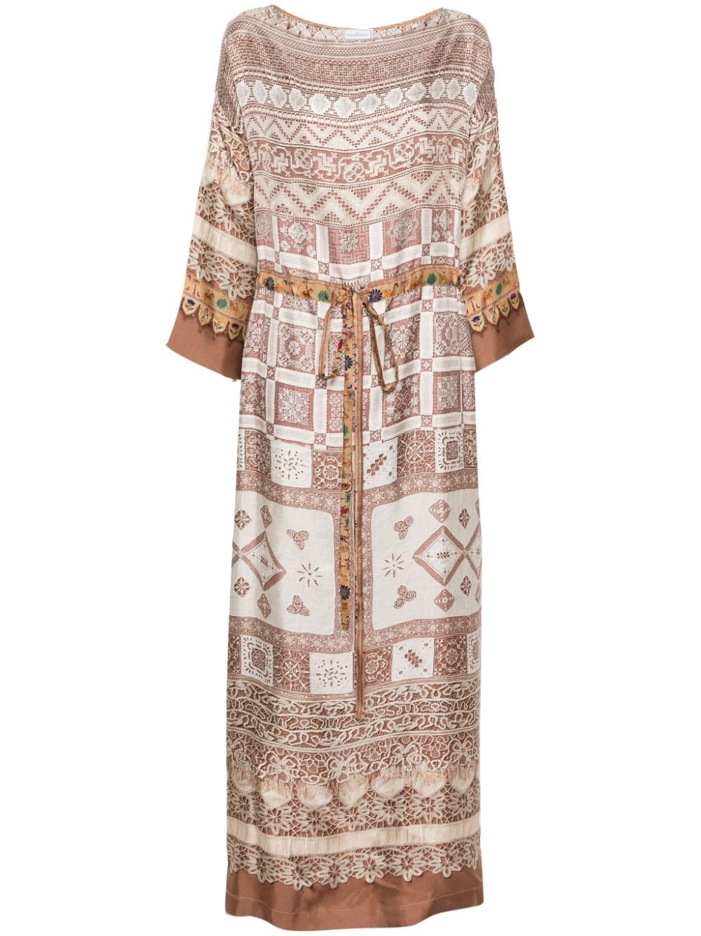 Printed silk long dress