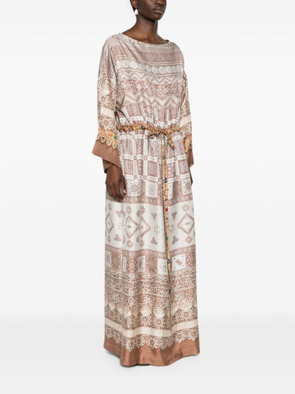 Printed silk long dress