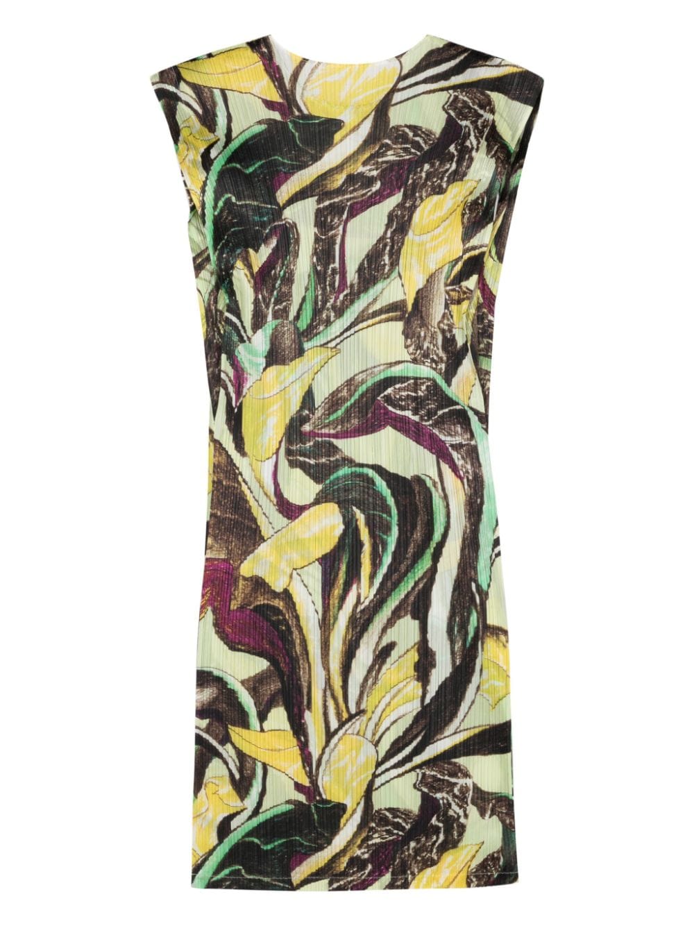 Printed pleated midi dress