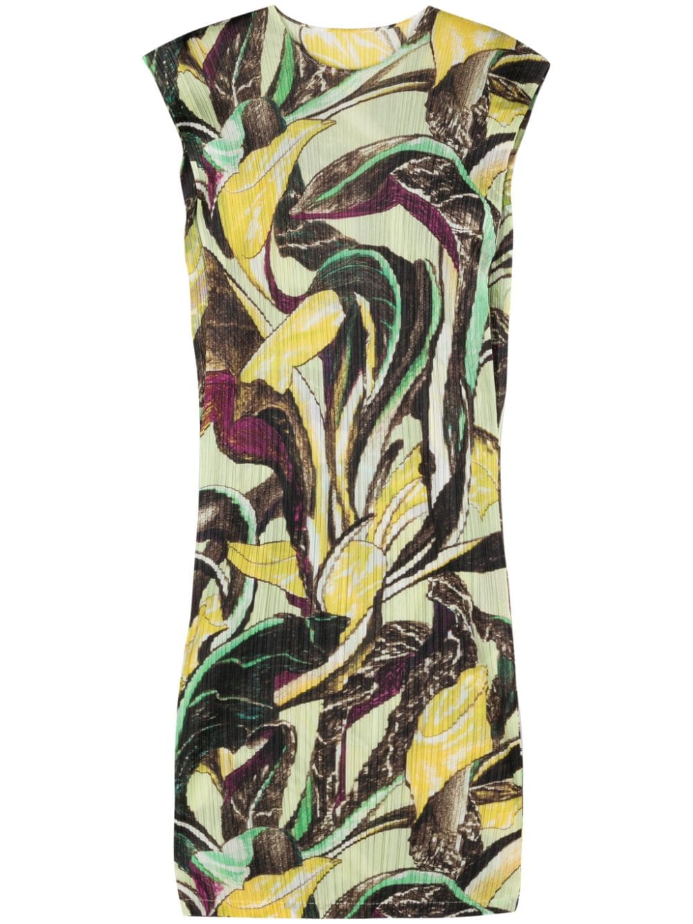 Printed pleated midi dress