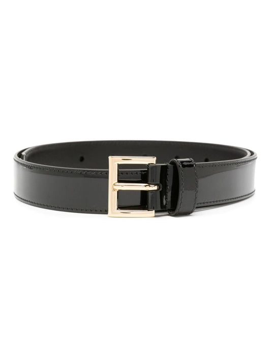 Shiny leather logo belt