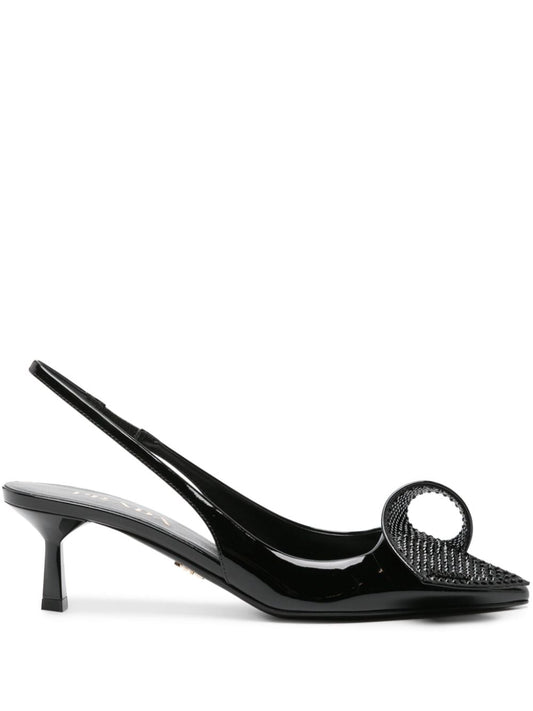 Patent leather slingback pumps