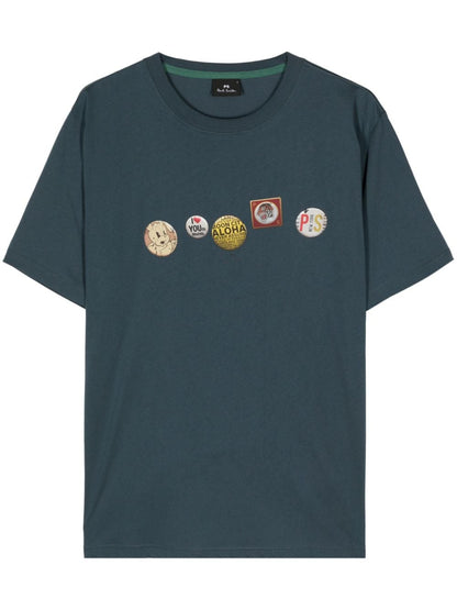 Badges print cotton t-shirt