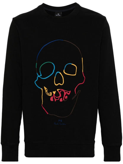 Embroidered skull cotton sweatshirt