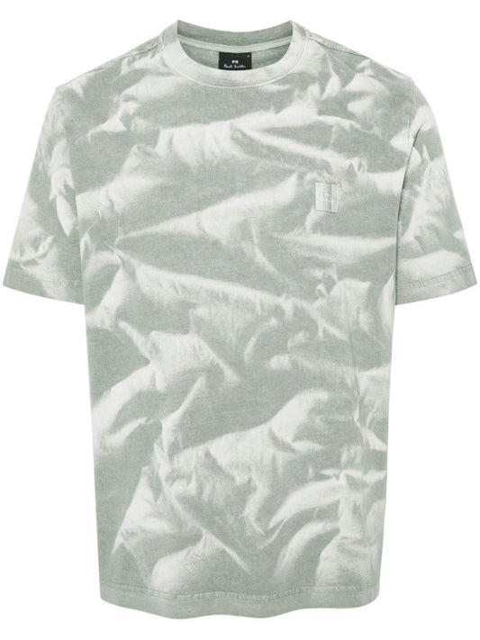 Sun bleach print cotton t-shirt