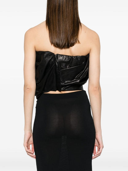 Draped leather bustier