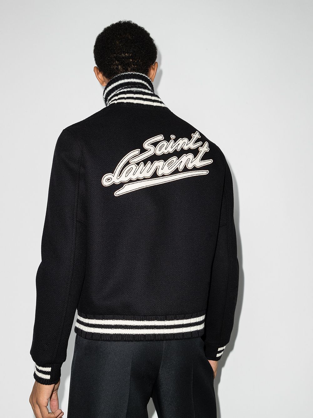 Logo wool bomber jacket