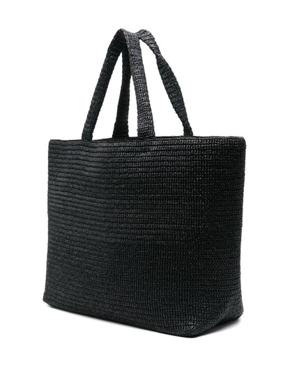 Logo raffia tote bag