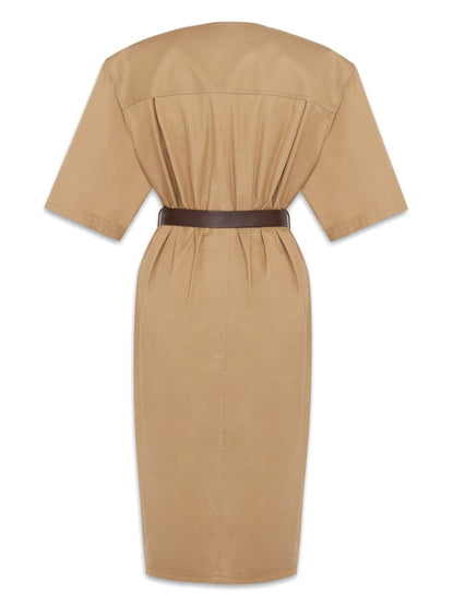 Cotton twill midi dress