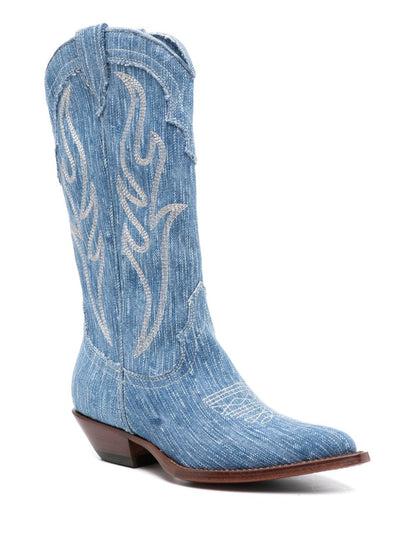 Denim texan boots