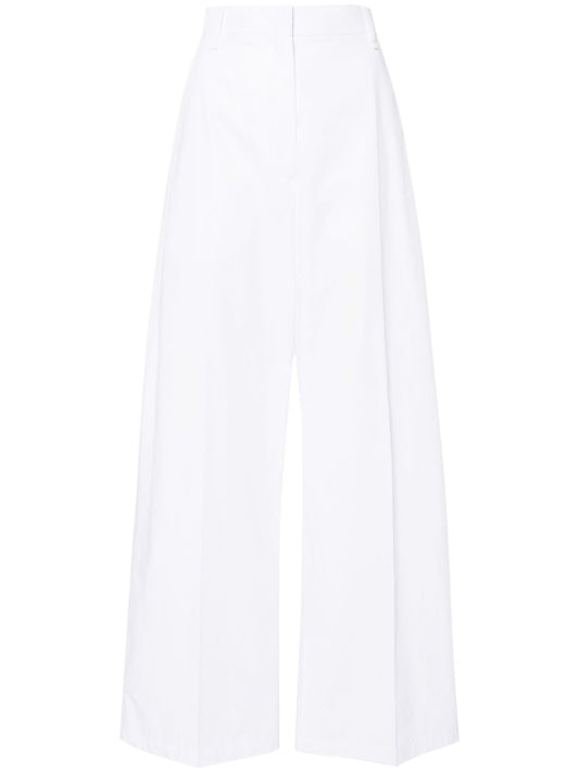 Wide-leg cotton trousers