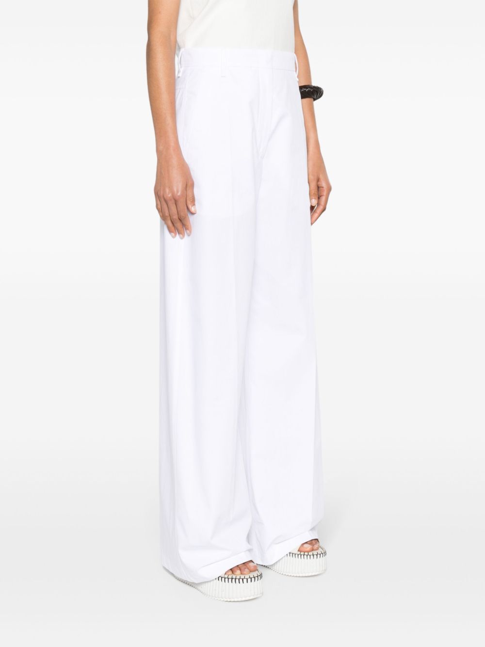 Wide-leg cotton trousers