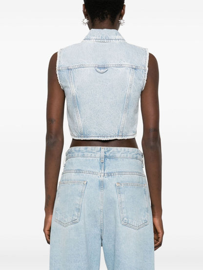 Denim cotton cropped vest